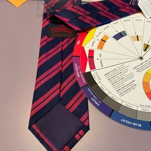 Pink and Navy Striped Tie -